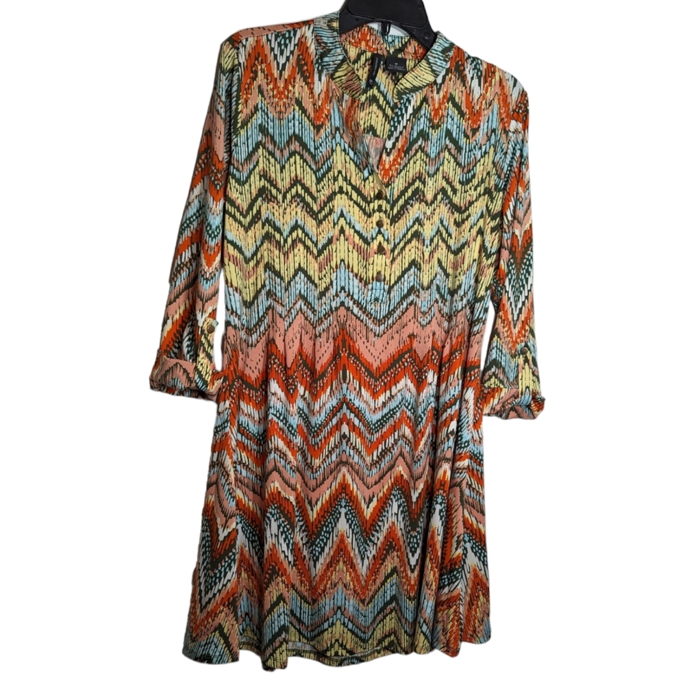 New Directions Dress Size M Multicolor Chevron Pattern